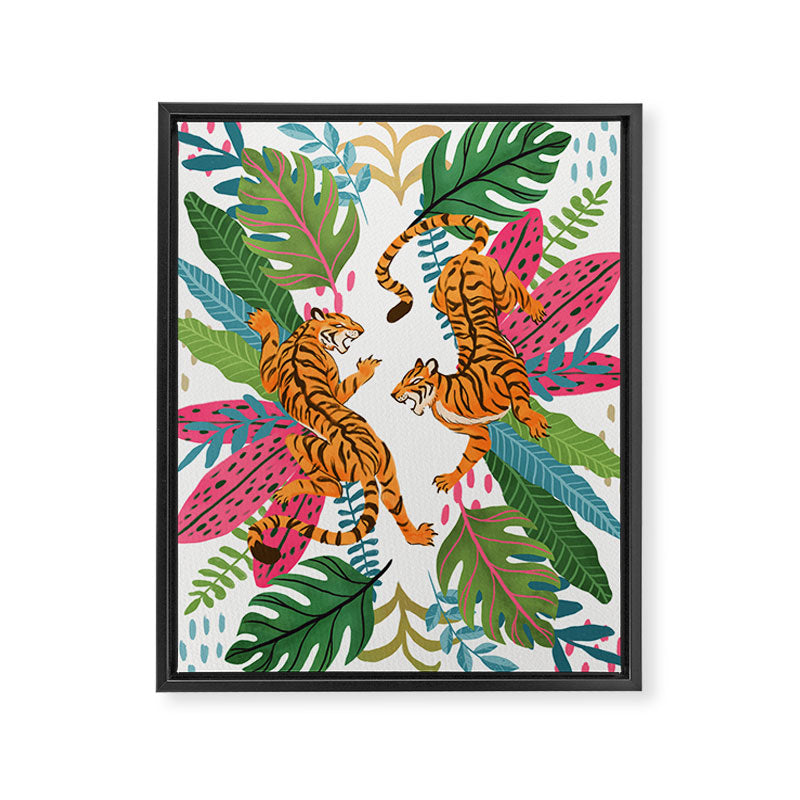 Wild Jungle Tigers Framed Canvas Print Gallery Image 8