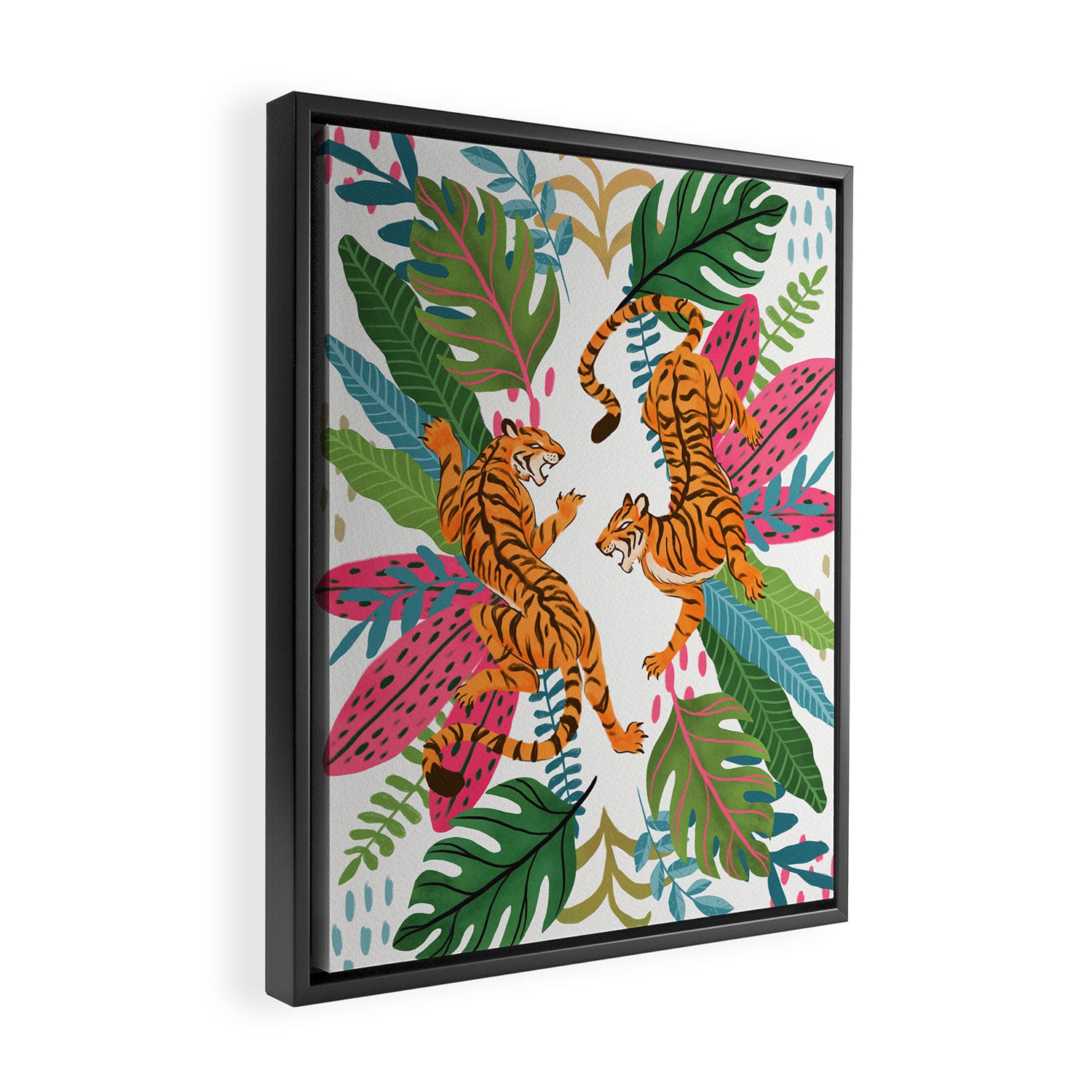 Wild Jungle Tigers Framed Canvas Print Gallery Image 2