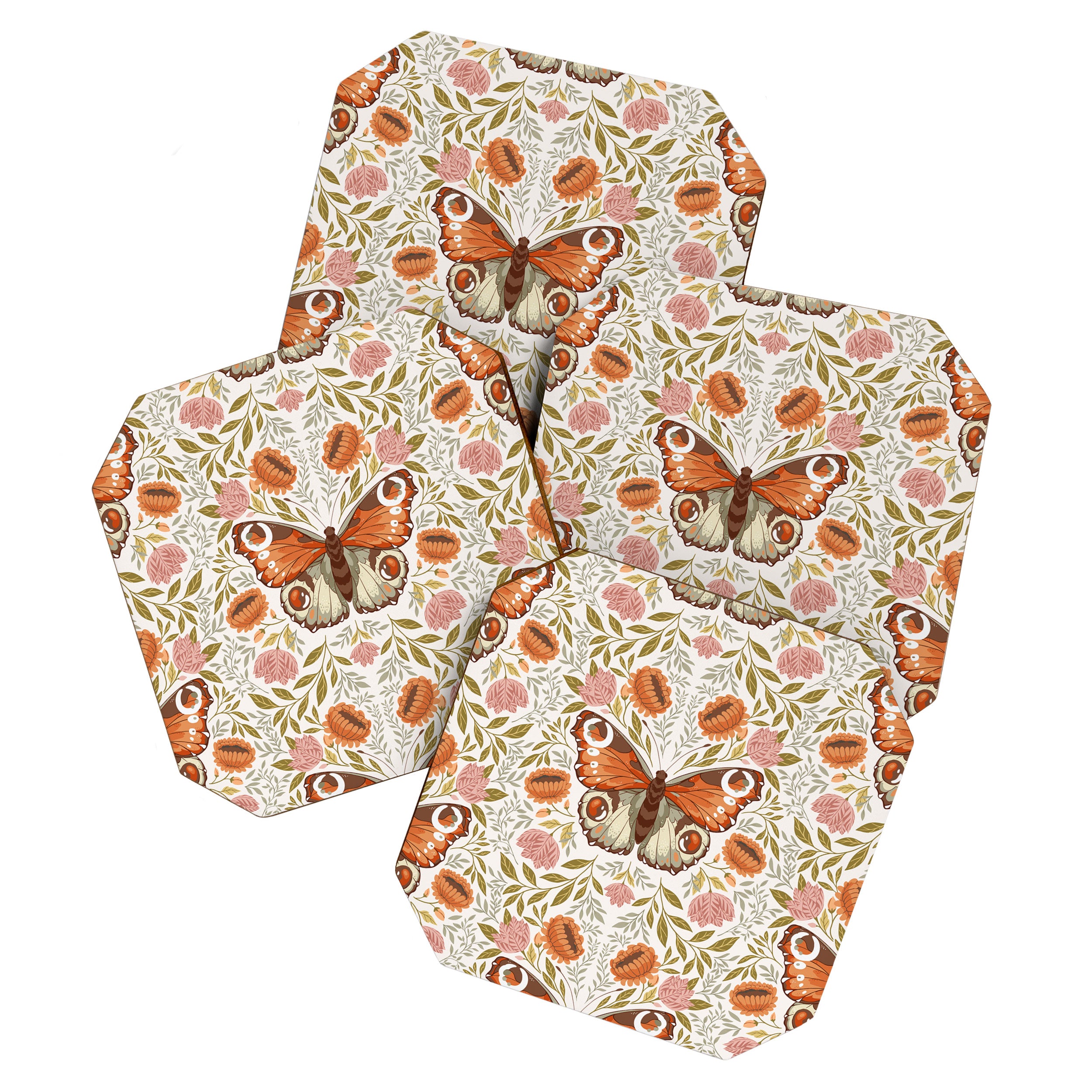 William Morris Inspired Monarch Butterfly Pattern Coaster Gallery Image 1