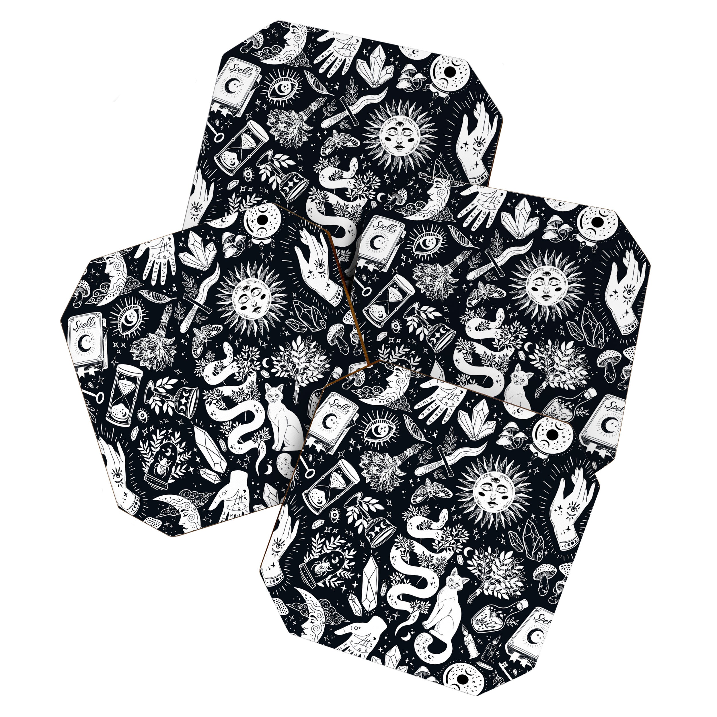 Witchy Things In Black And White Coaster Gallery Image 1