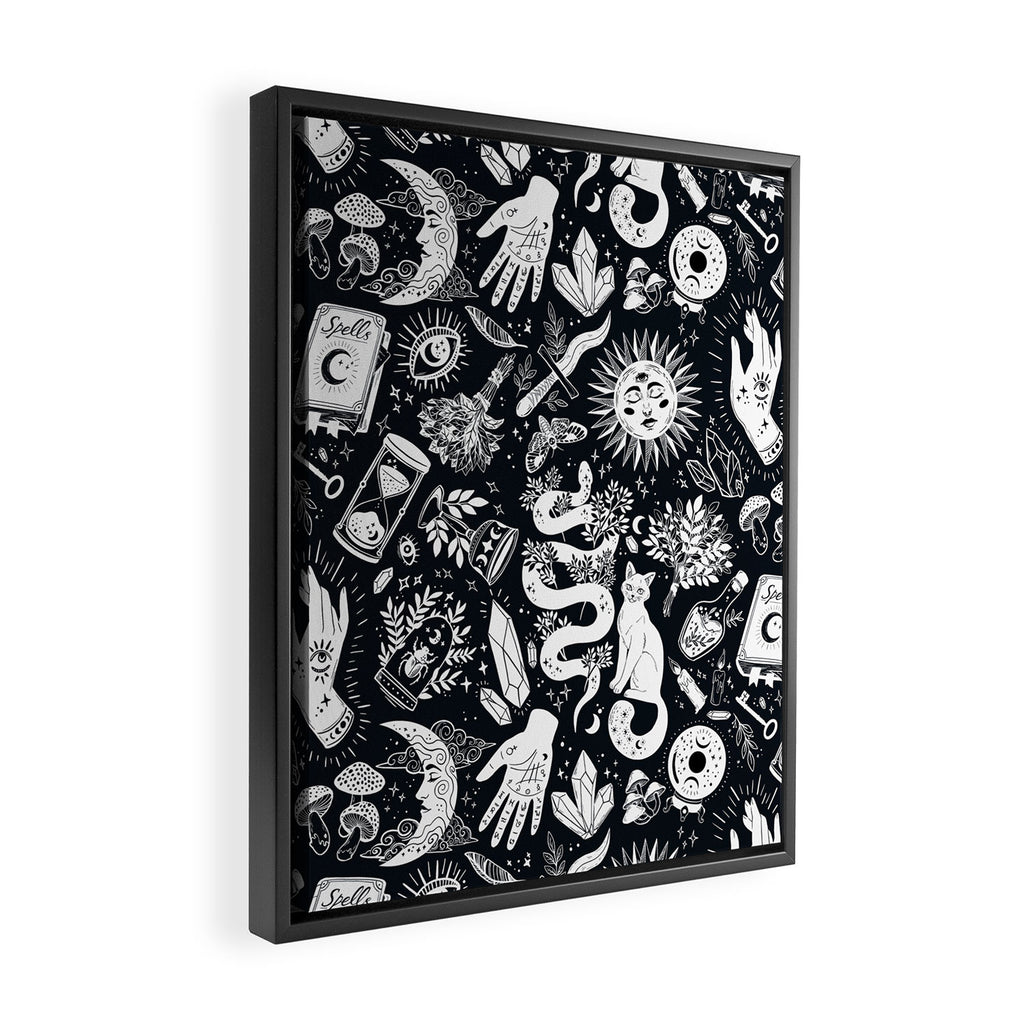 Witchy Things In Black And White Framed Canvas Print Gallery Image 2
