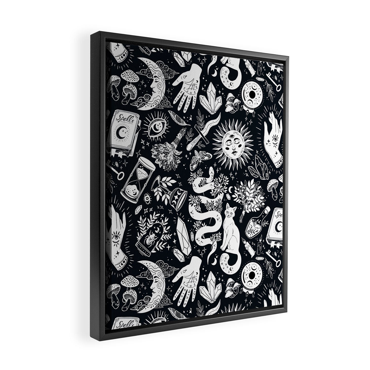 Witchy Things In Black And White Framed Canvas Print Gallery Image 2