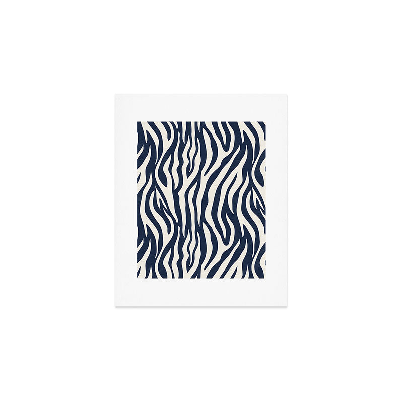 Zebra Stripes In Midnight Blue Art Print Gallery Image 1