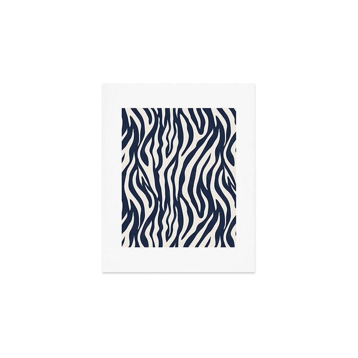 Zebra Stripes In Midnight Blue Art Print Gallery Image 1