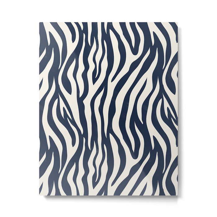 Zebra Stripes In Midnight Blue Metal Print Gallery Image 1