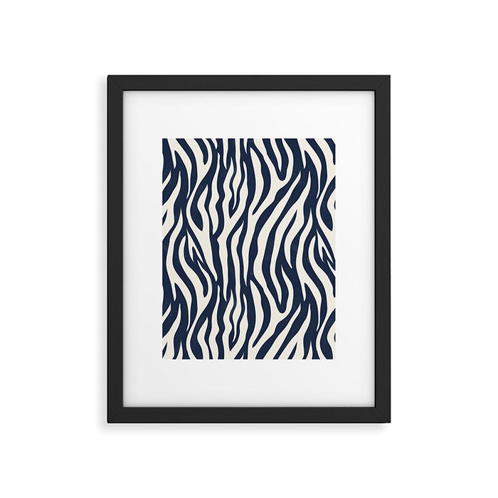 Zebra Stripes In Midnight Blue Framed Art Print Gallery Image 1