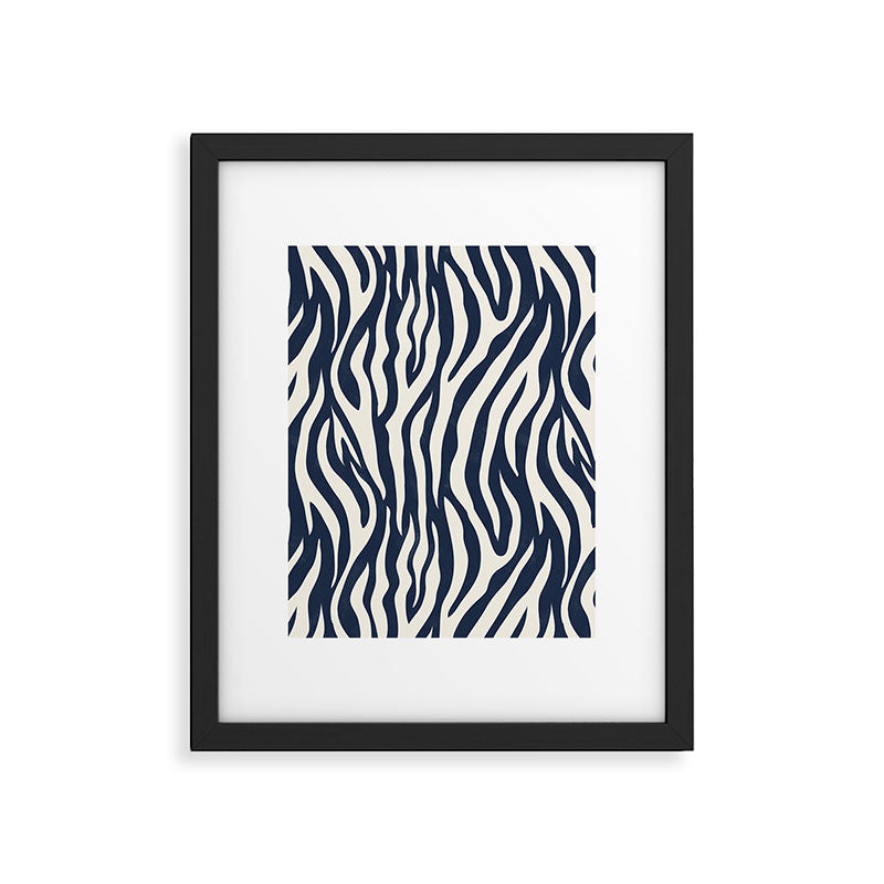 Zebra Stripes In Midnight Blue Framed Art Print Gallery Image 5