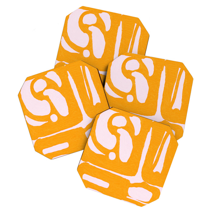 Abstract in Yellow and Cream Coaster Gallery Image 1