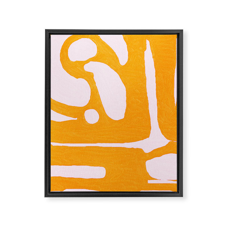 Abstract in Yellow and Cream Framed Canvas Print Gallery Image 3