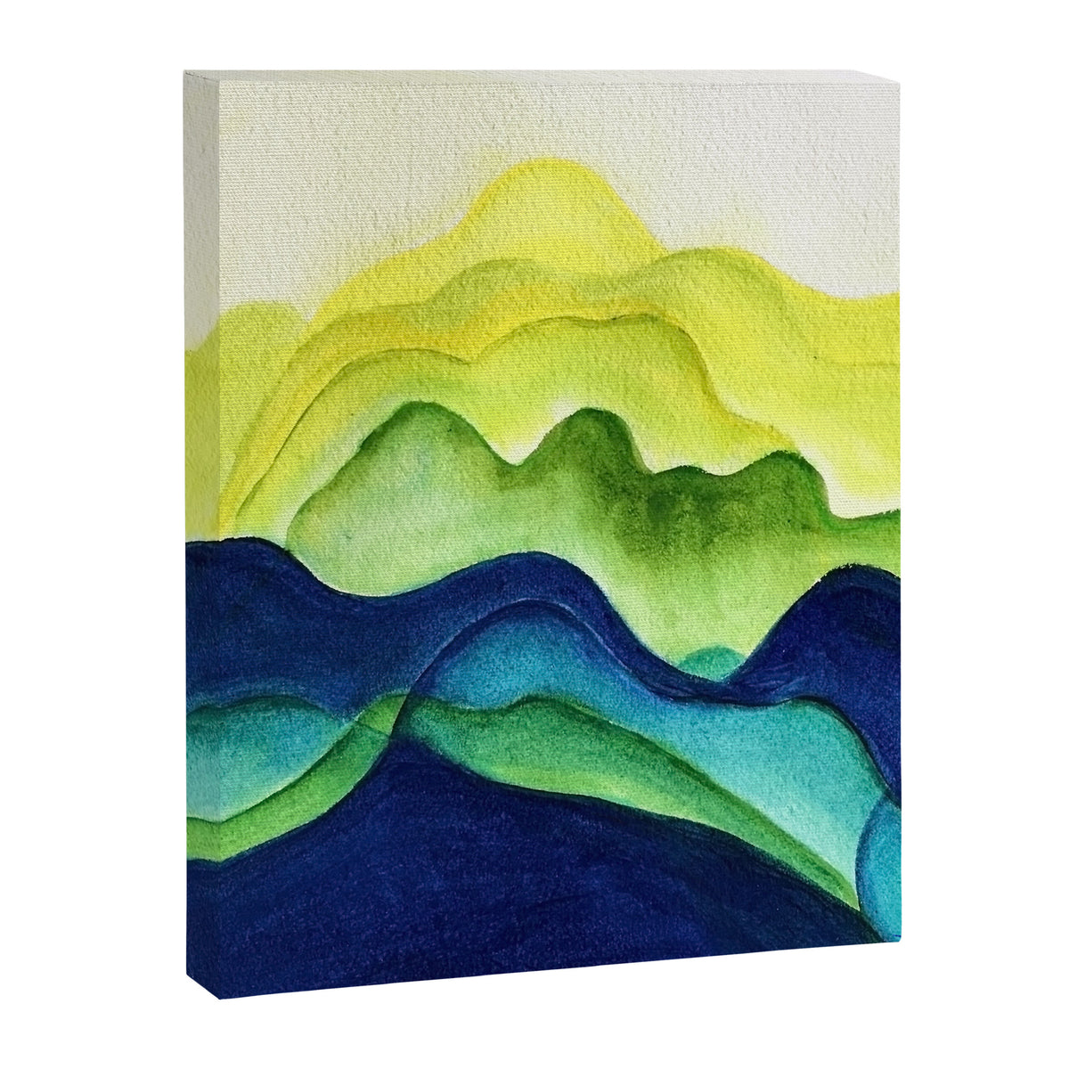 Abstract in Yellow, Green and Blue Canvas Print Gallery Image 6