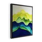Abstract in Yellow, Green and Blue Framed Canvas Print Gallery Image 2