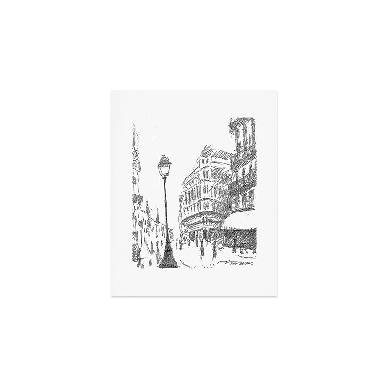 Sketch of a Street in Paris Art Print Gallery Image 1