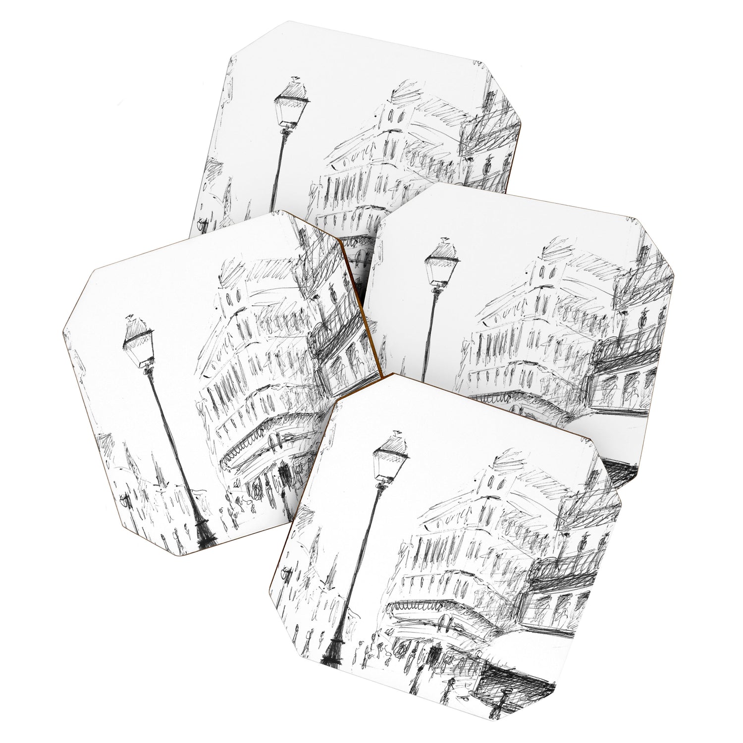 Sketch of a Street in Paris Coaster Gallery Image 1