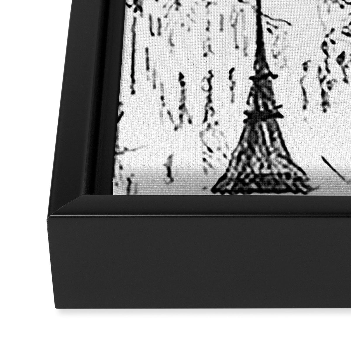 Sketch of a Street in Paris Framed Canvas Print Gallery Image 3