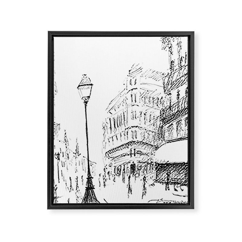 Sketch of a Street in Paris Framed Canvas Print Gallery Image 8