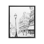 Sketch of a Street in Paris Framed Canvas Print Gallery Image 8