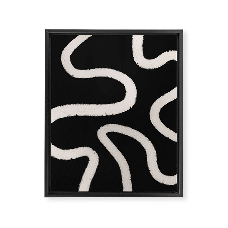 Abstract Brush Strokes: Black & White Framed Canvas Print Gallery Image 8
