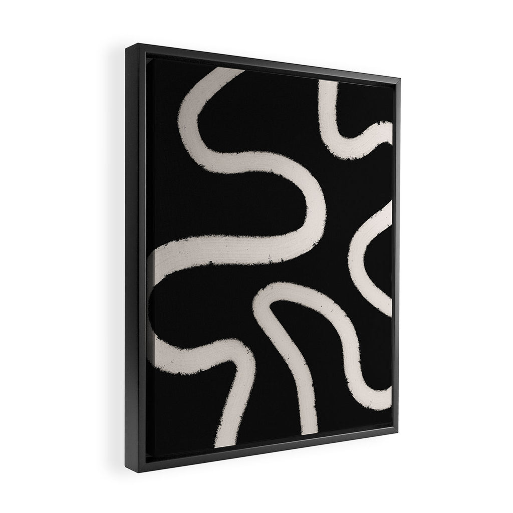 Abstract Brush Strokes: Black & White Framed Canvas Print Gallery Image 2