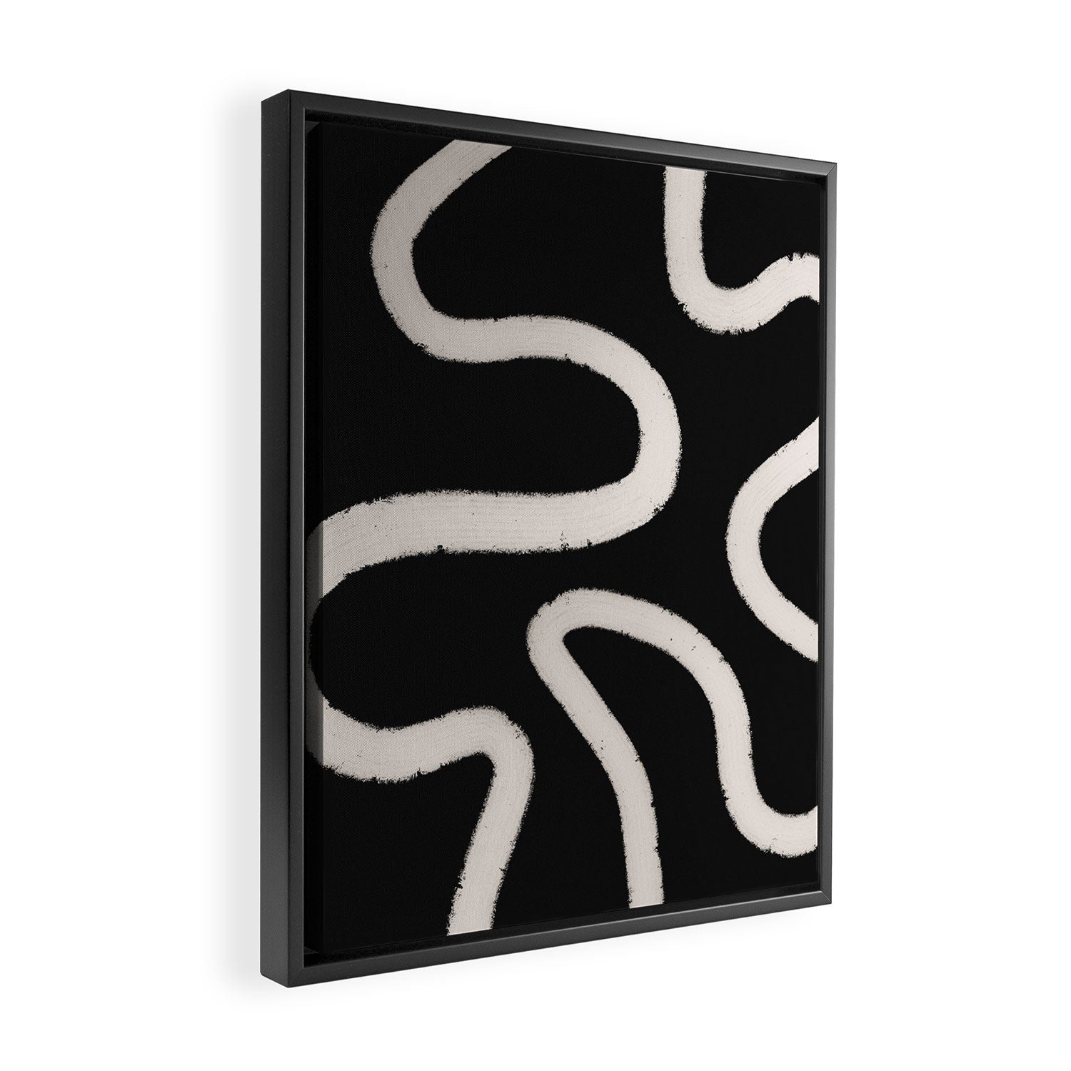 Abstract Brush Strokes: Black & White Framed Canvas Print Gallery Image 2