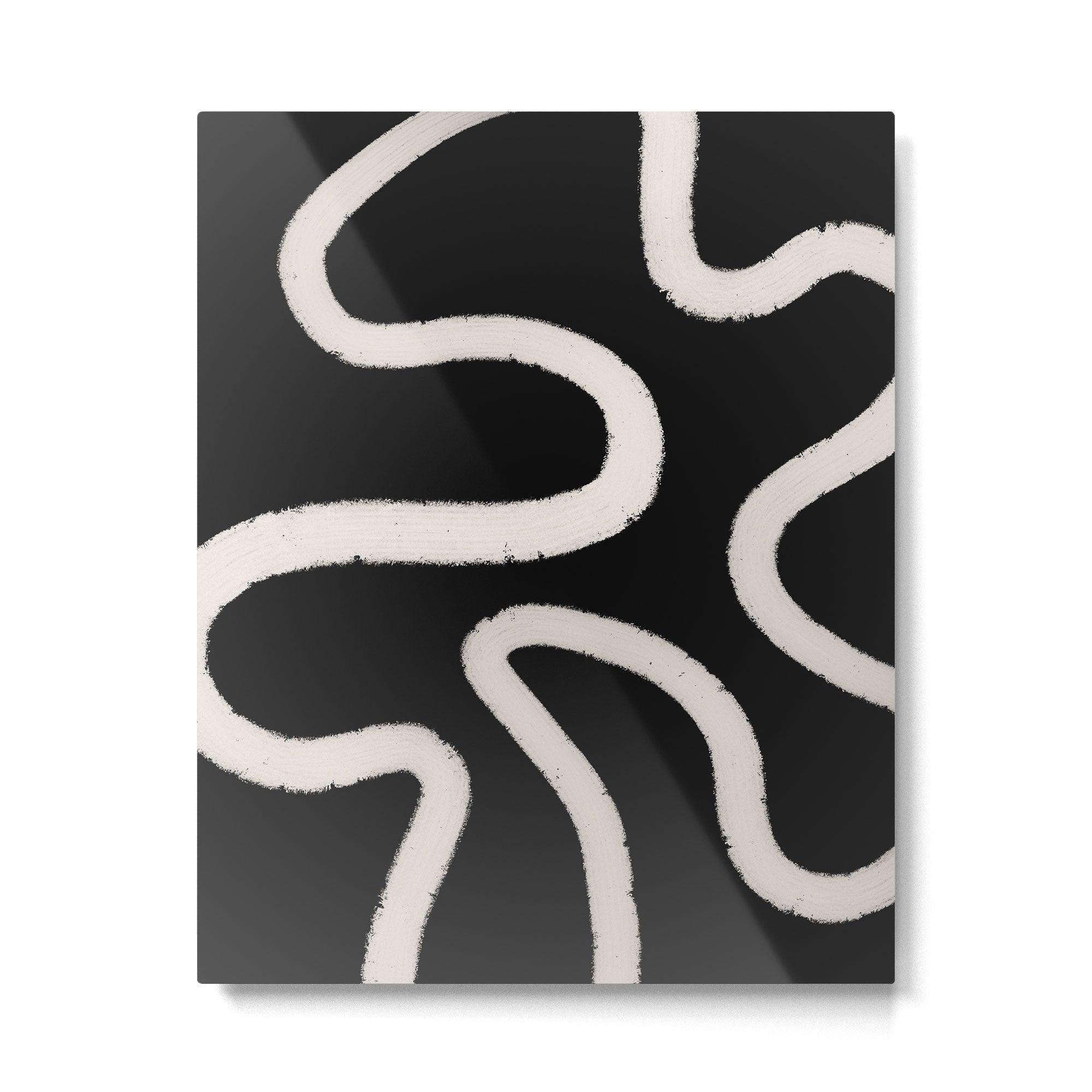 Abstract Brush Strokes: Black & White Metal Print Gallery Image 6