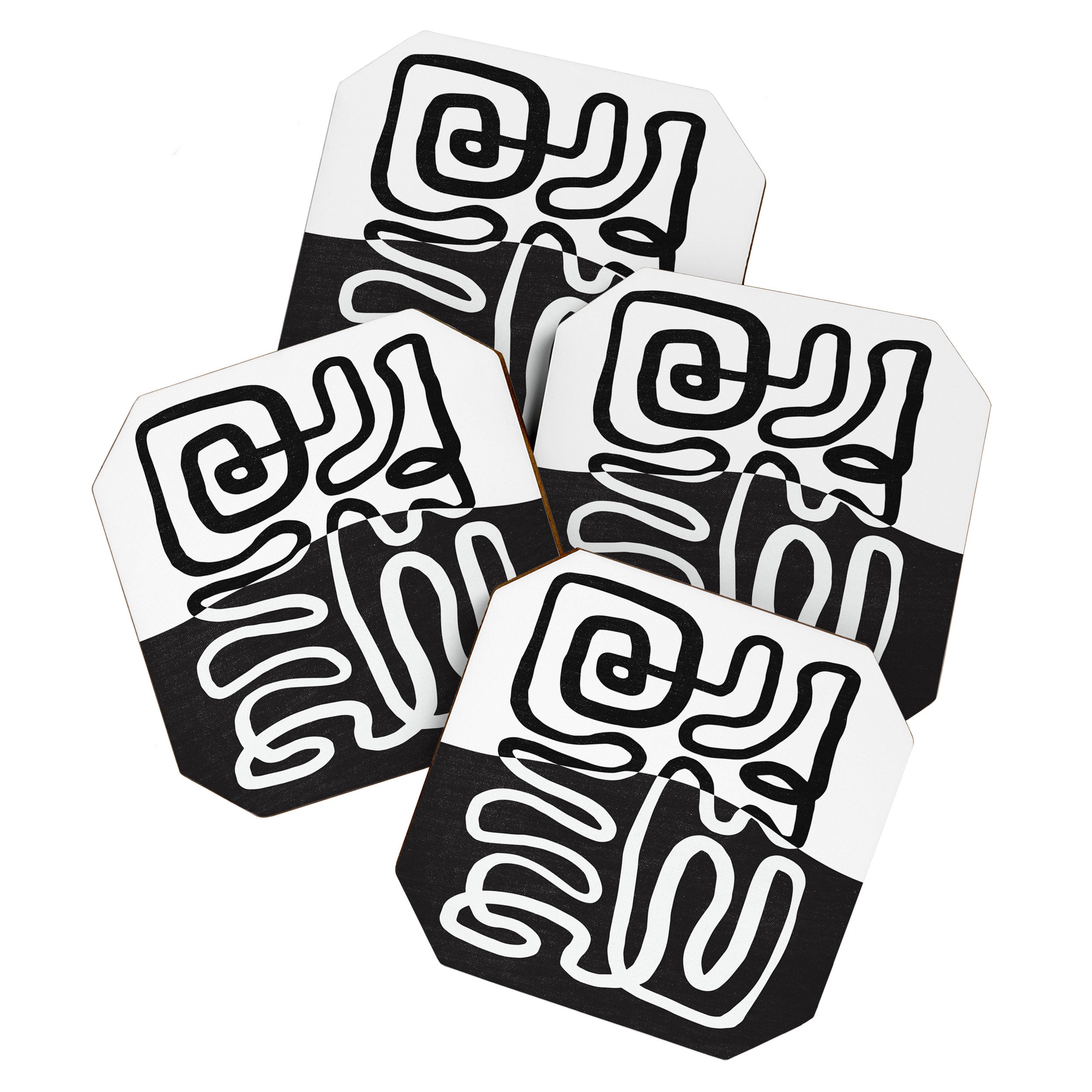 ABSTRACTION 01 | Black and White Abstract Series Coaster Gallery Image 1