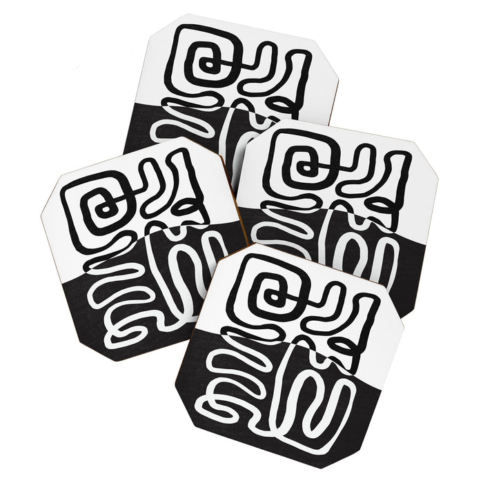 ABSTRACTION 01 | Black and White Abstract Series Coaster Gallery Image 1