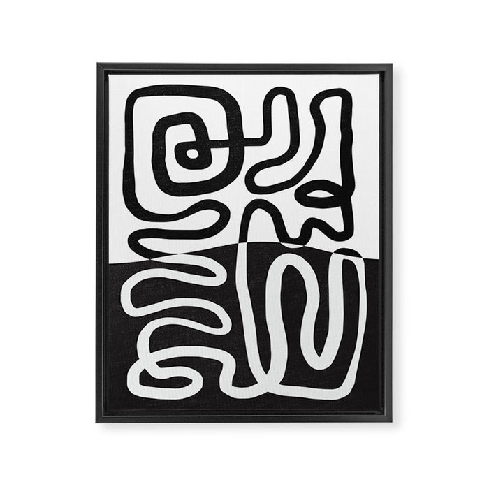 ABSTRACTION 01 | Black and White Abstract Series Framed Canvas Print Gallery Image 1