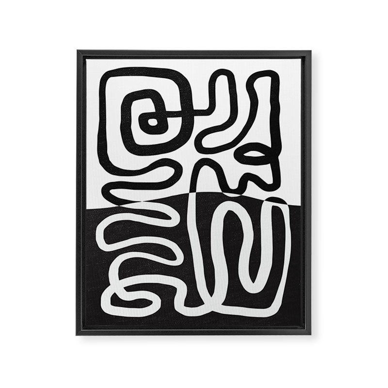 ABSTRACTION 01 | Black and White Abstract Series Framed Canvas Print Gallery Image 6
