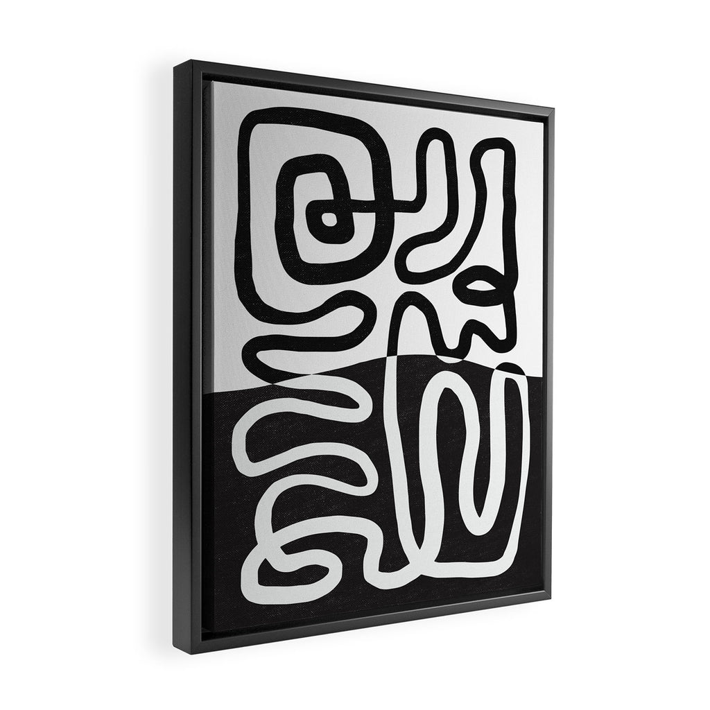 ABSTRACTION 01 | Black and White Abstract Series Framed Canvas Print Gallery Image 2