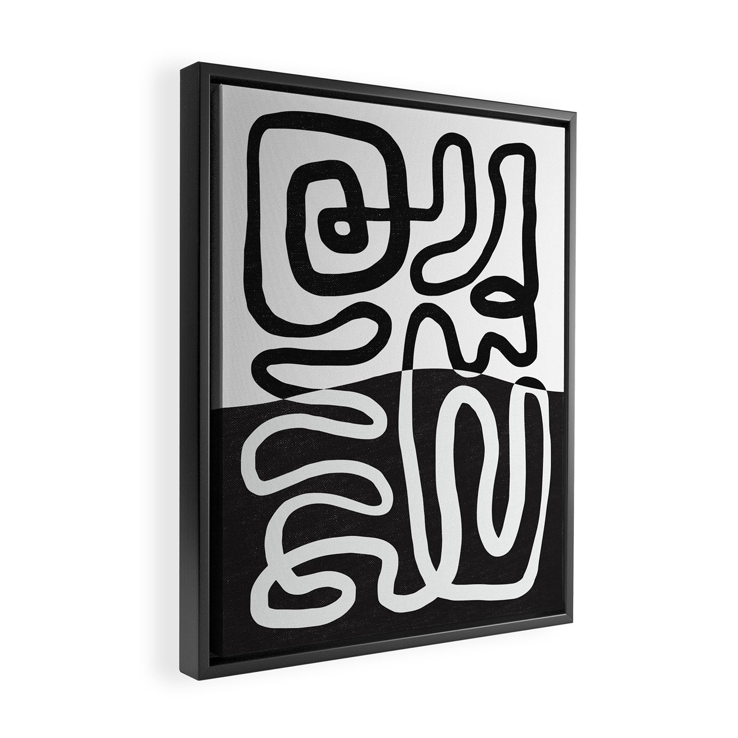 ABSTRACTION 01 | Black and White Abstract Series Framed Canvas Print Gallery Image 2