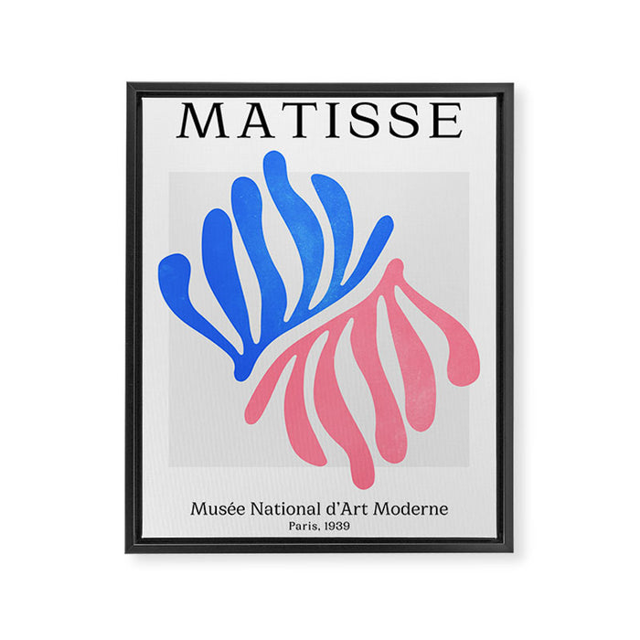 Blue & Pink Leaves: Matisse Series 01 Framed Canvas Print Gallery Image 1