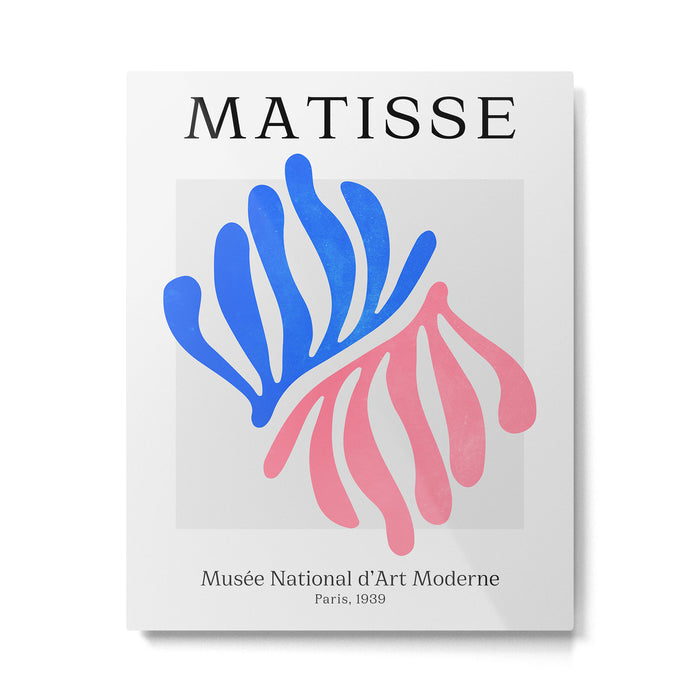 Blue & Pink Leaves: Matisse Series 01 Metal Print Gallery Image 1