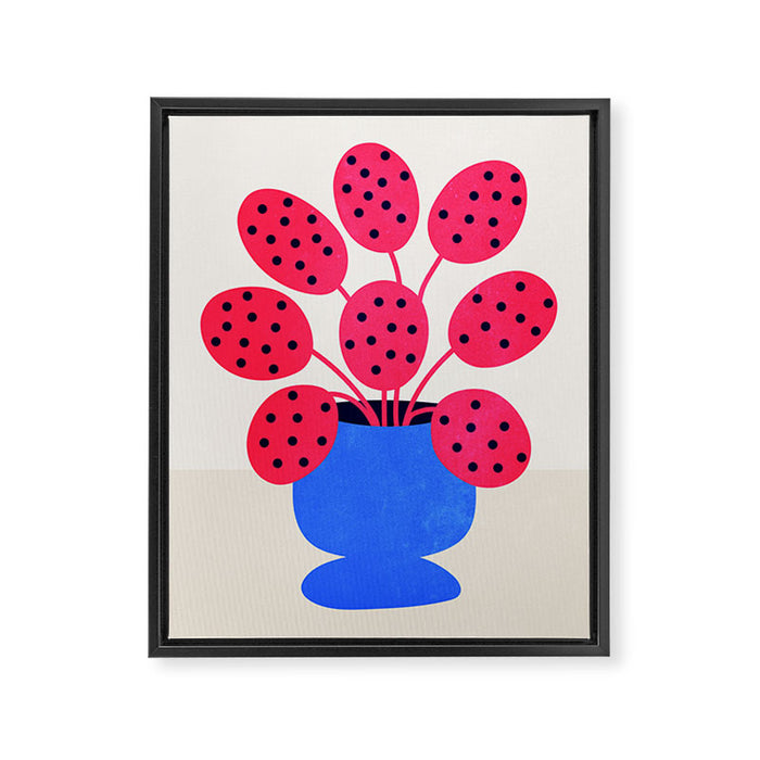 Blueberry Vase & French Fuchsia Leaves: Vases & Stuff 03 Framed Canvas Print Gallery Image 1