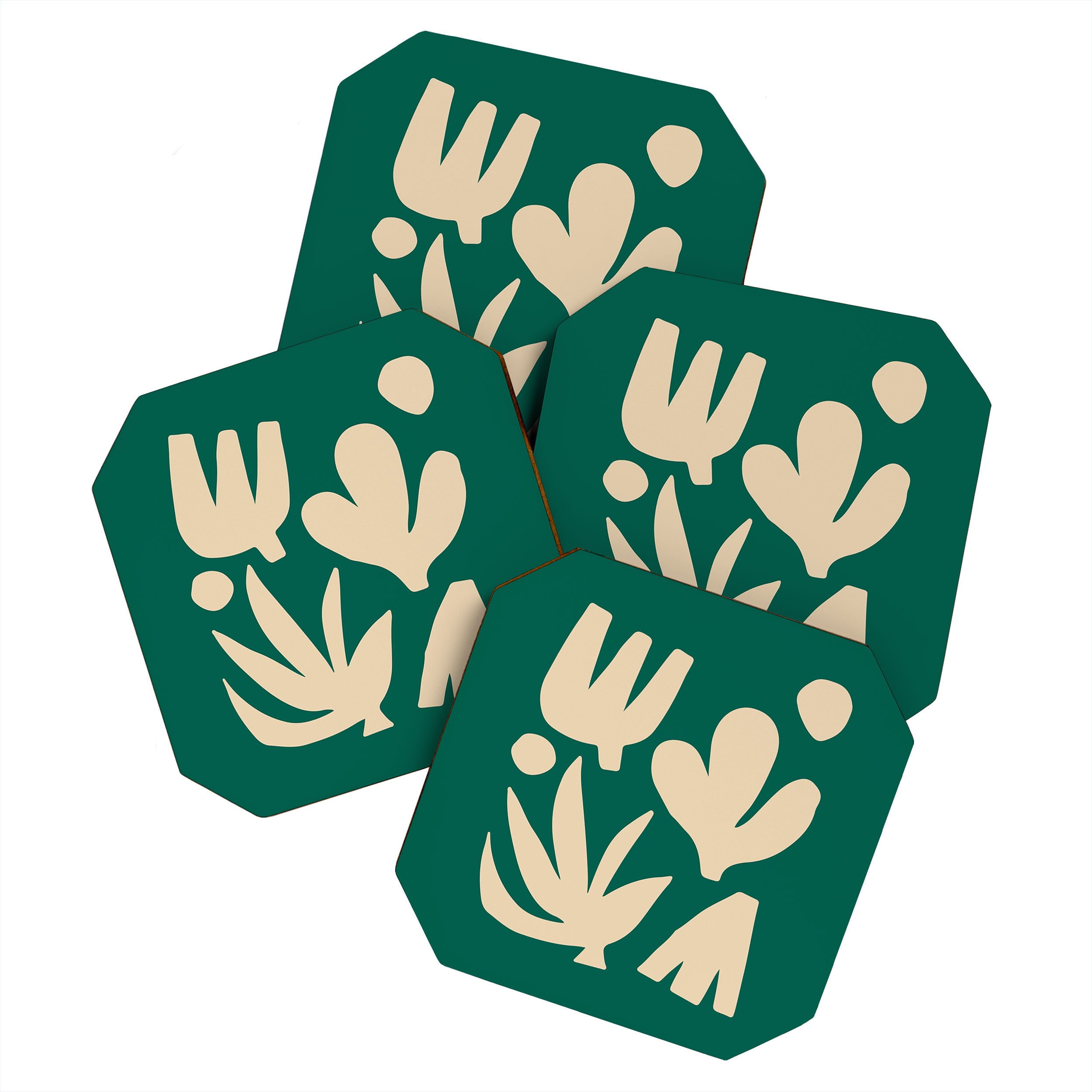Bottle Green Collage: Paper Cutouts Matisse Edition Coaster Gallery Image 1