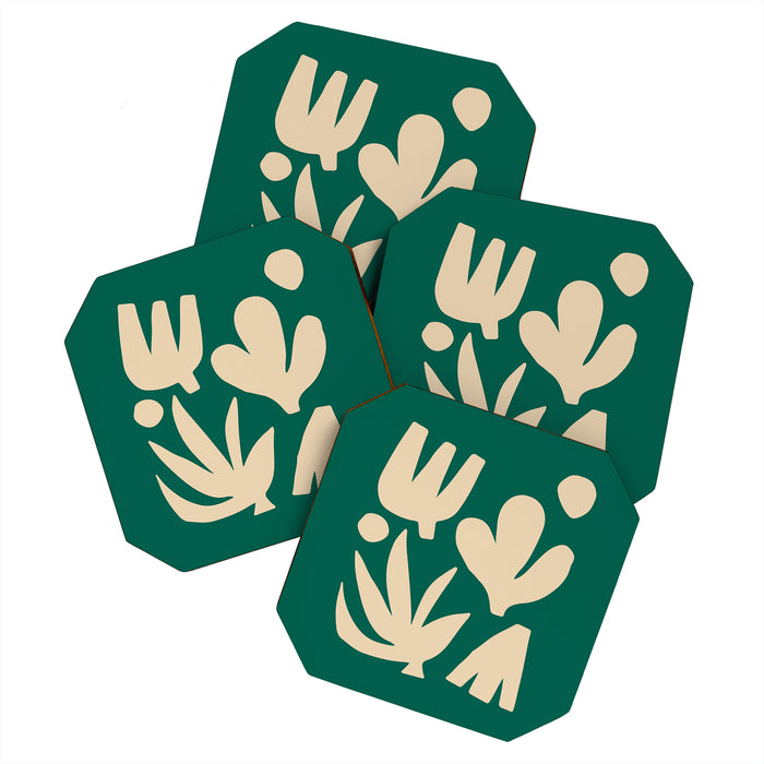 Bottle Green Collage: Paper Cutouts Matisse Edition Coaster Gallery Image 1