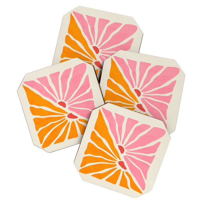 Chantilly & Neon Carrot: Les Fleurs | Flower Market Color Series 09 Coaster Gallery Image 1