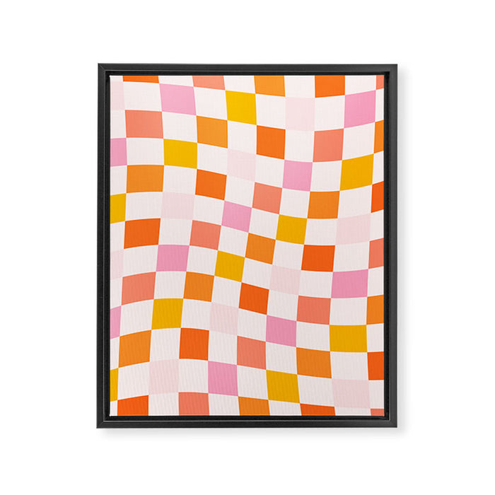 Checkers: PATTERN 04 | The Peach Edition Framed Canvas Print Gallery Image 1