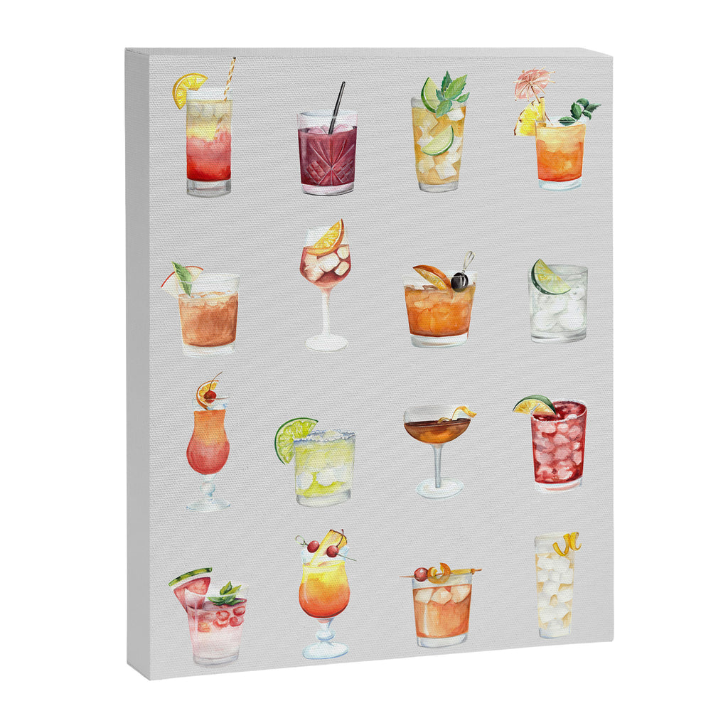 Classic Watercolor Cocktails Drinks Canvas Print Gallery Image 6