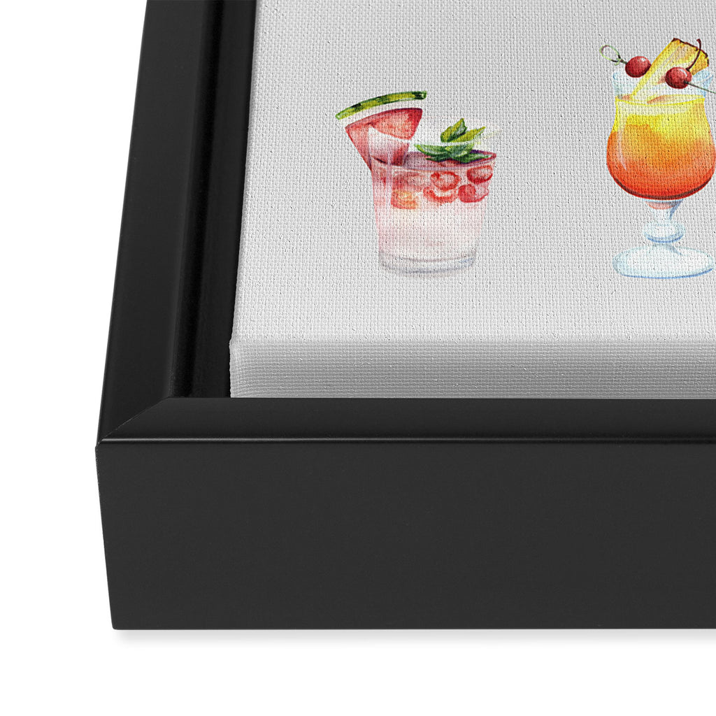 Classic Watercolor Cocktails Drinks Framed Canvas Print Gallery Image 3