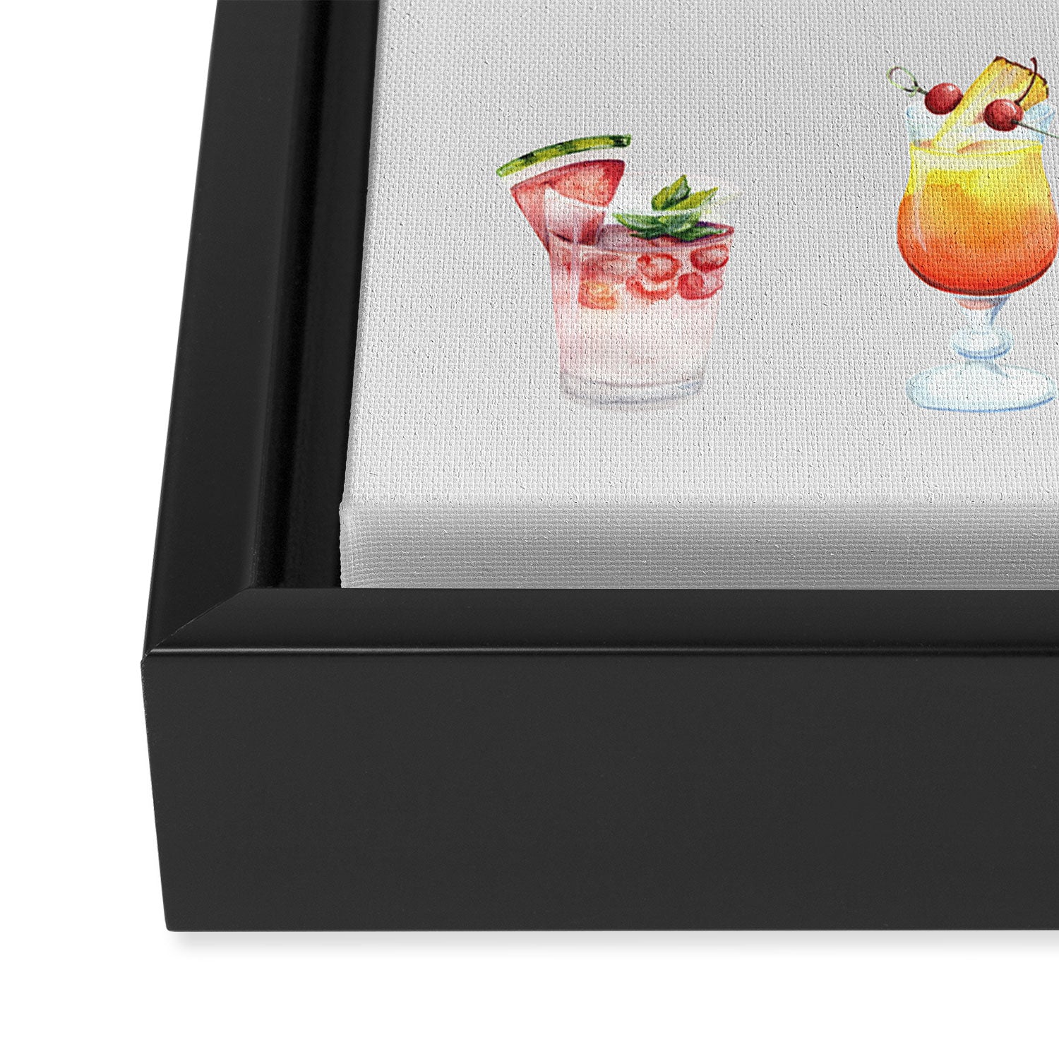 Classic Watercolor Cocktails Drinks Framed Canvas Print Gallery Image 3