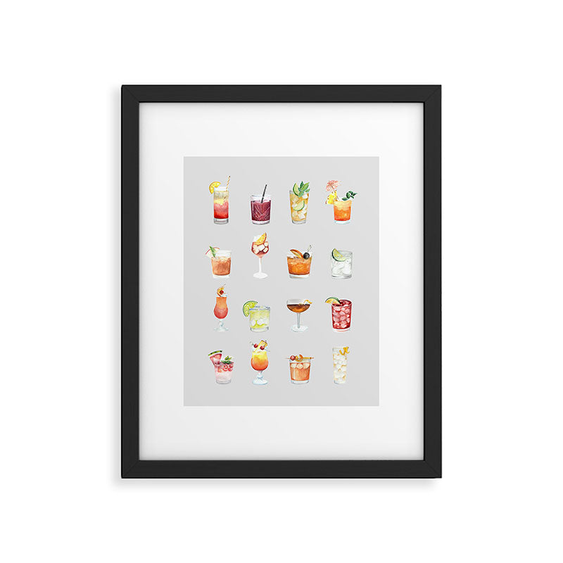 Classic Watercolor Cocktails Drinks Framed Art Print Gallery Image 5