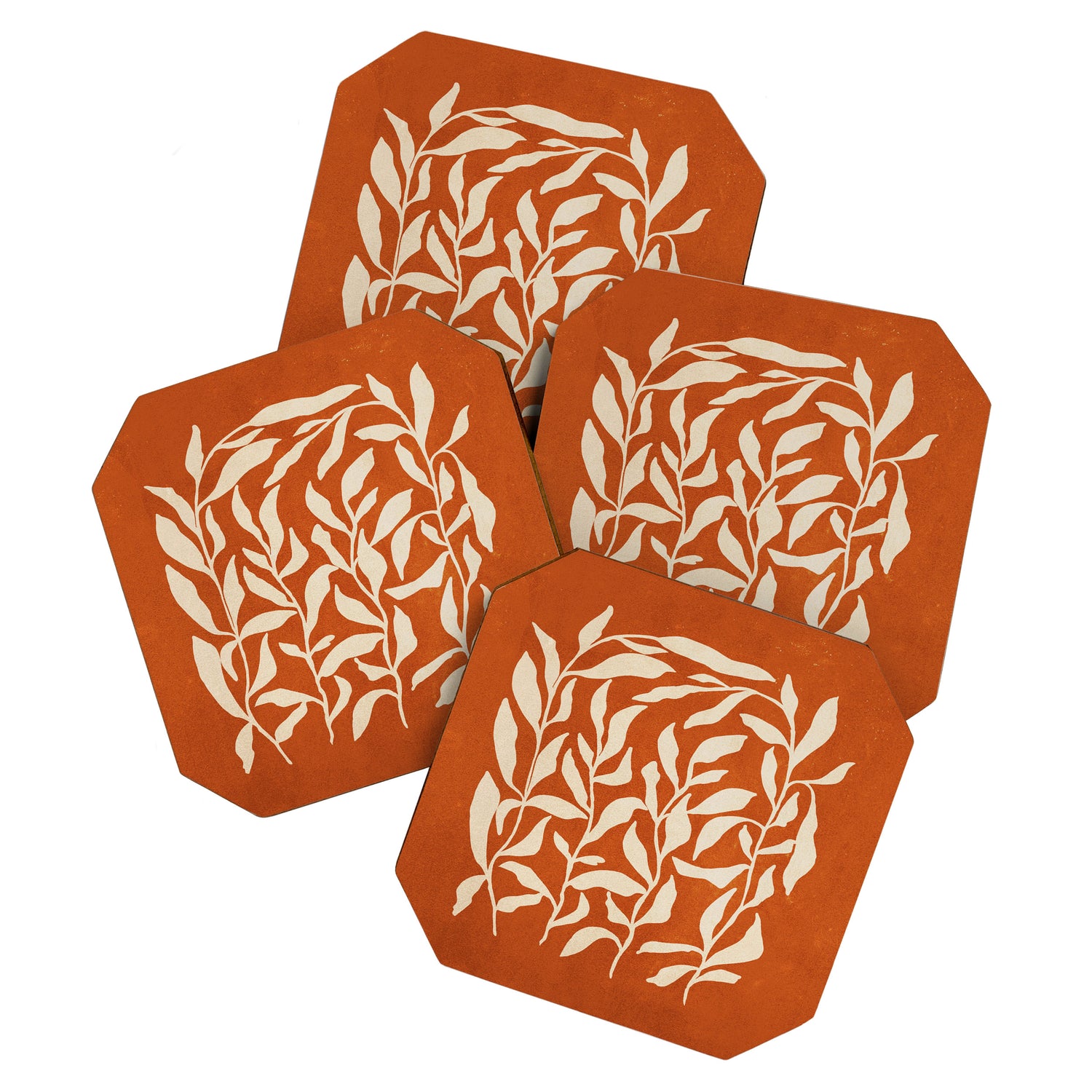 Cognac Leaves: Mid Century Terracotta Edition Coaster Gallery Image 1