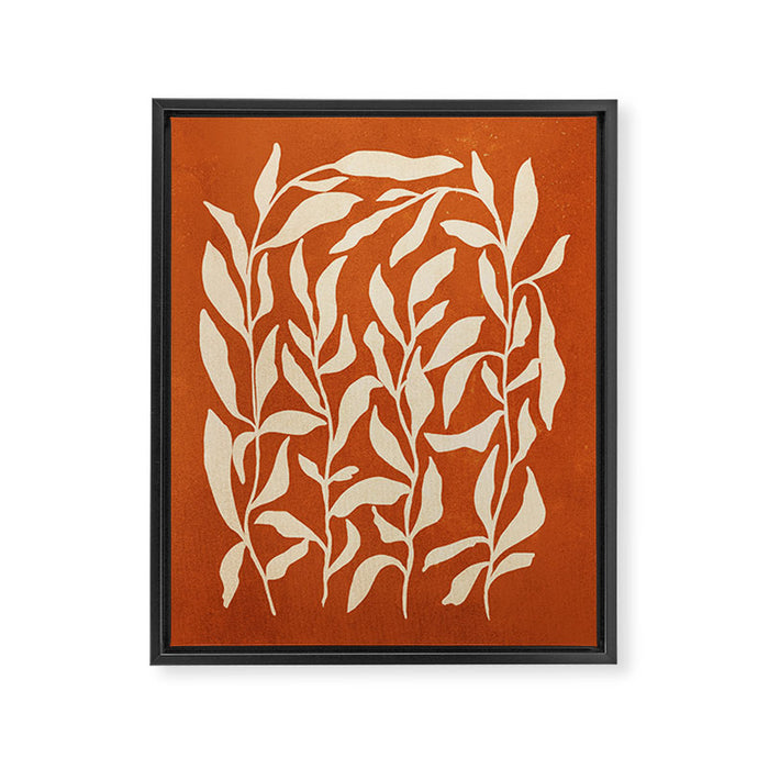 Cognac Leaves: Mid Century Terracotta Edition Framed Canvas Print Gallery Image 1