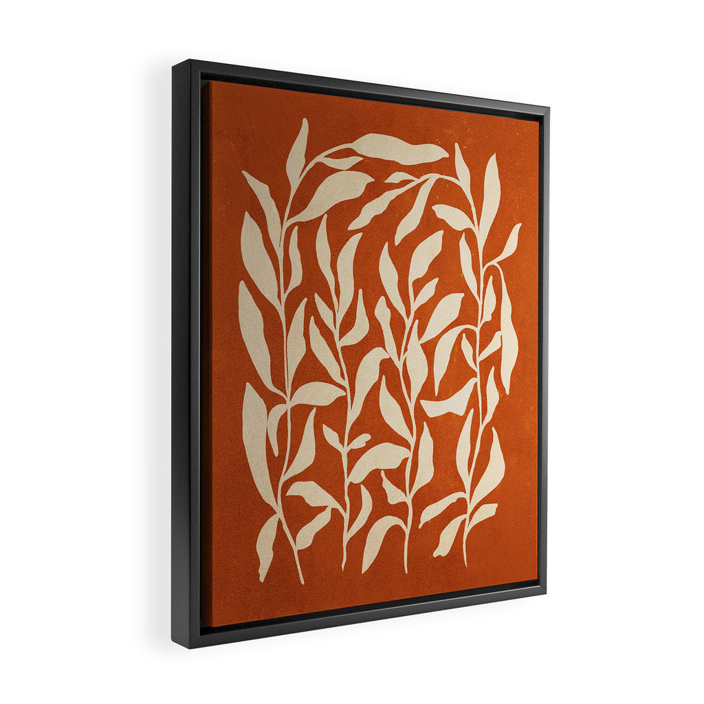 Cognac Leaves: Mid Century Terracotta Edition Framed Canvas Print Gallery Image 2