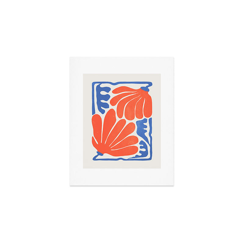 Coral Flowers & Ferns Art Print Gallery Image 1