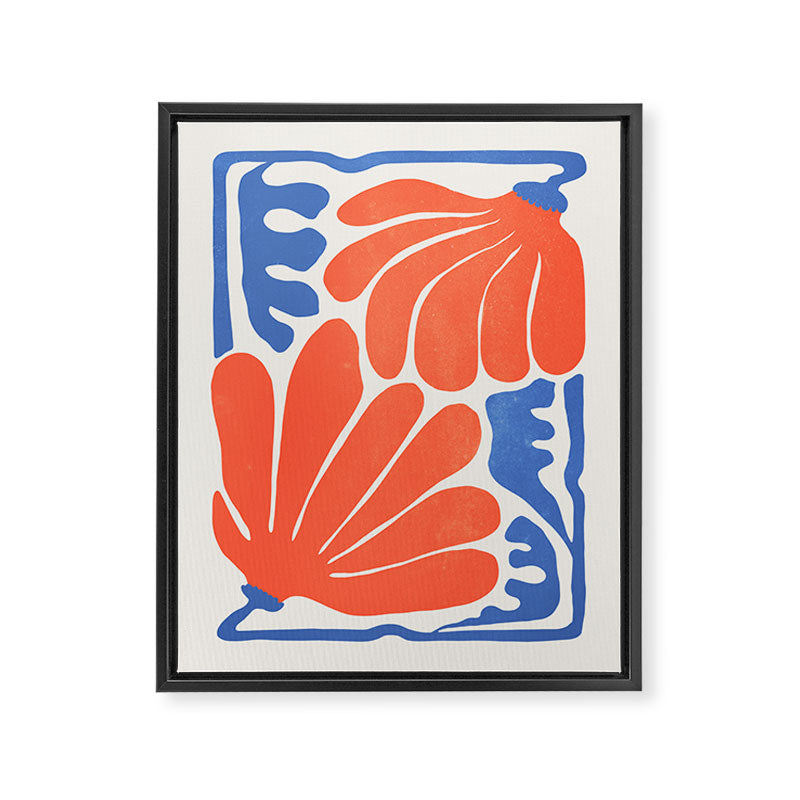 Coral Flowers & Ferns Framed Canvas Print Gallery Image 6