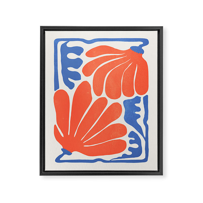 Coral Flowers & Ferns Framed Canvas Print Gallery Image 1