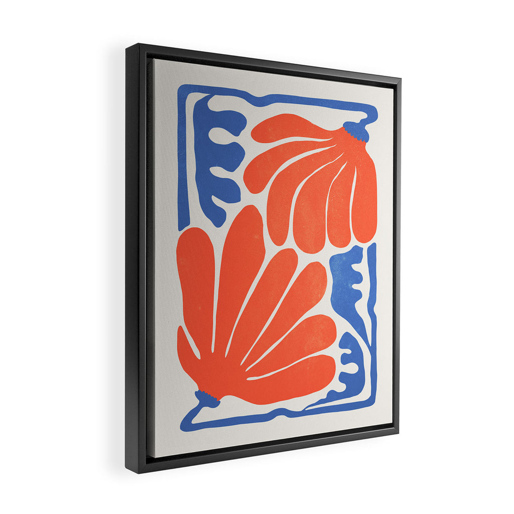Coral Flowers & Ferns Framed Canvas Print Gallery Image 2
