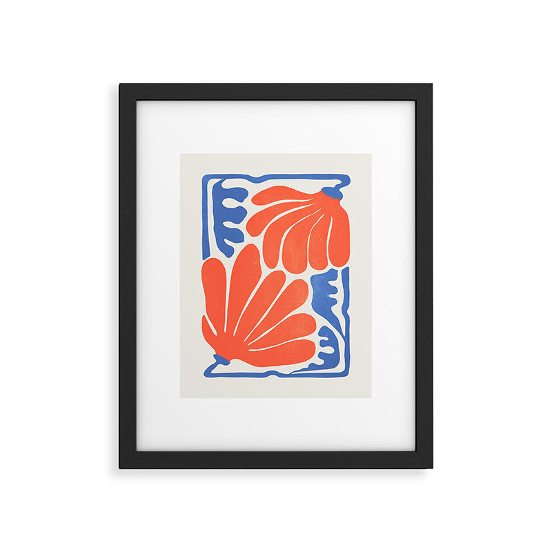 Coral Flowers & Ferns Framed Art Print Gallery Image 5