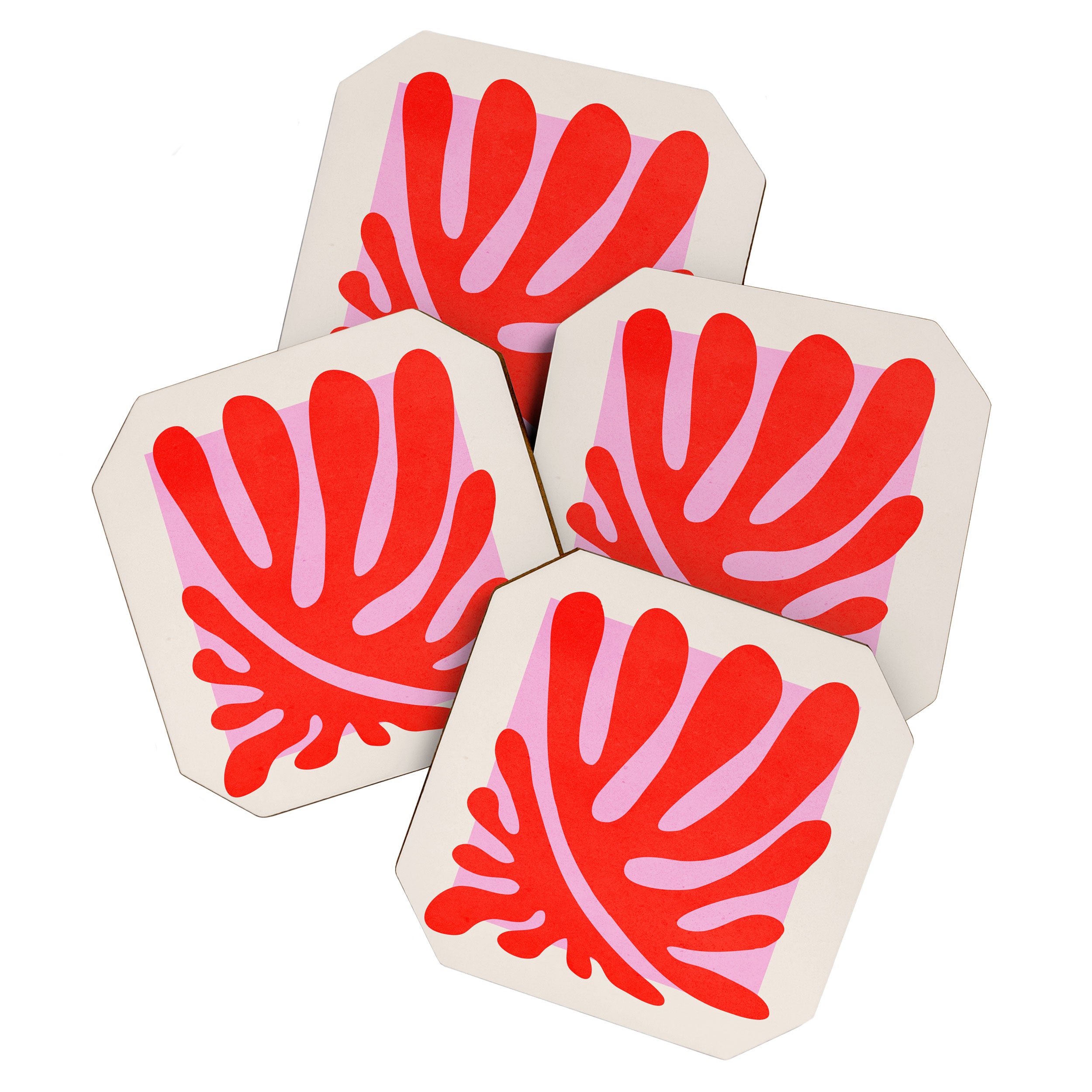 Coral & Lavender: Matisse Paper Leaf Cutouts 01 Coaster Gallery Image 1